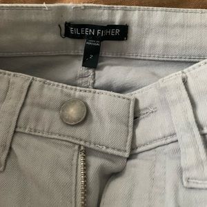 Eileen Fisher Ankle Zip Faded Light Blue Pants Cotton Denim